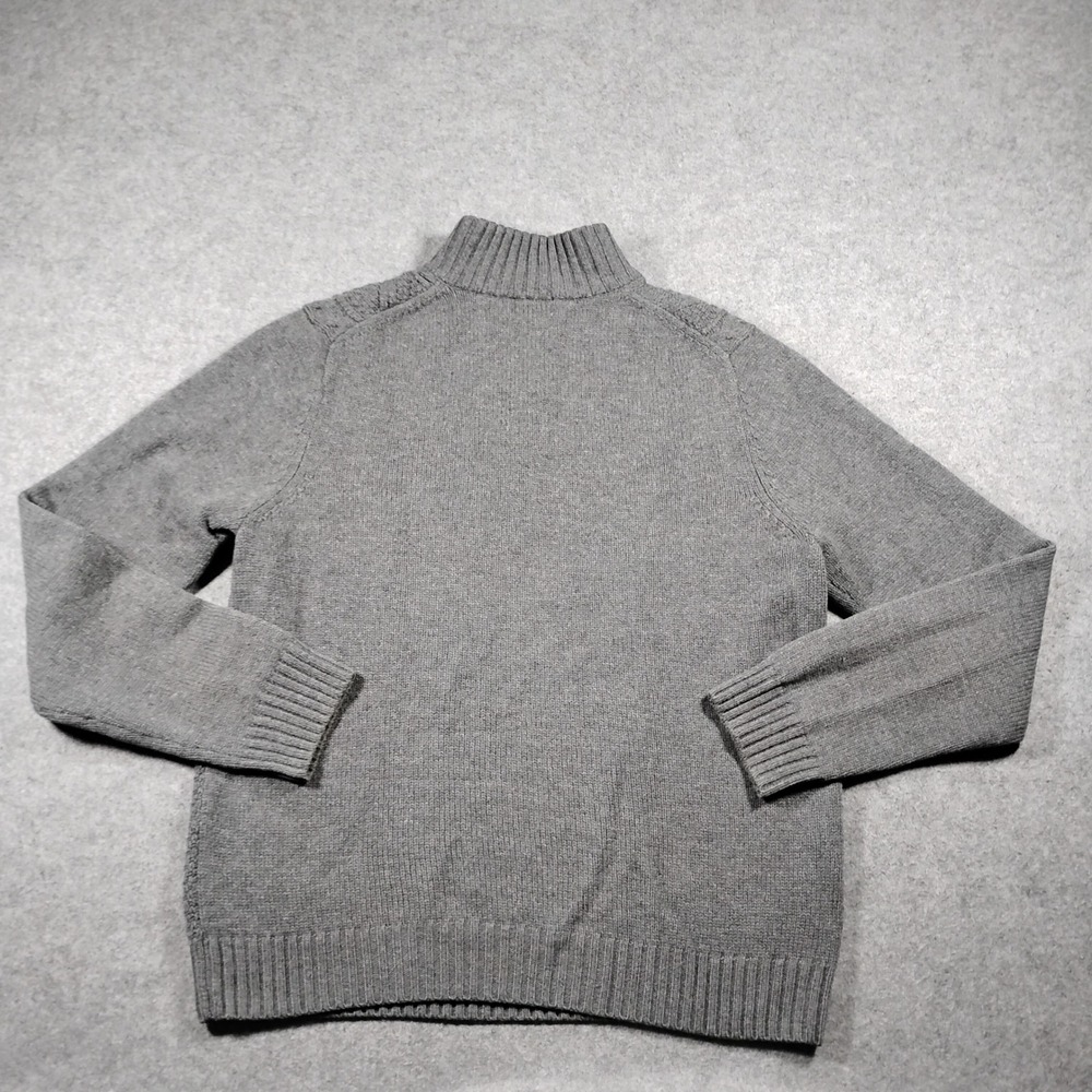 Brooks Brothers 346 Mens Large Gray 100% Lambswool Quarter Zip Cable Sweater - Picture 10 of 11